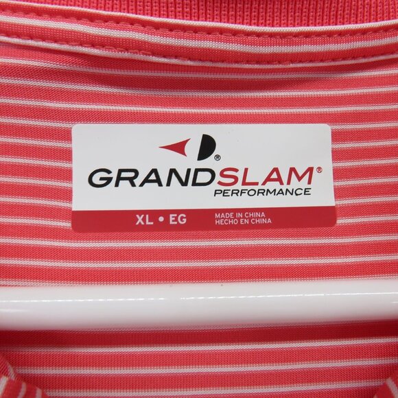 Grand Slam Polo Shirt Mens Extra Large Red White Striped Performance Golf New - Picture 4 of 9